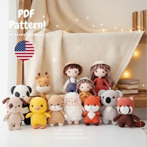Amigurumi-virkmönsterpaket: Familjedocka och vänner (PDF-nedladdning)
