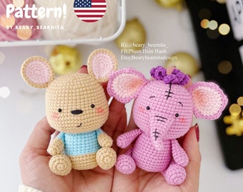 Cute Lumpy and Roo crochet pattern. Amigurumi crochet pattern. Crochet doll. PDF file