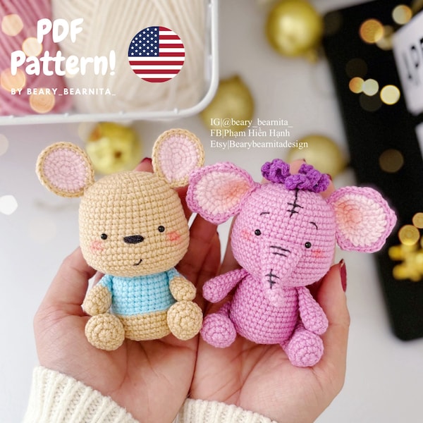 Wzór na szydełkową lalkę amigurumi: Lumpy i Roo (wzór w formacie PDF)