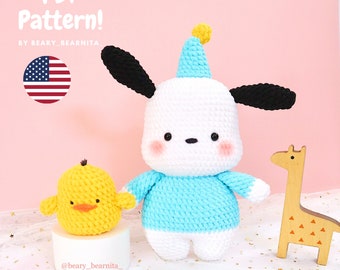 P.O.C.H.A.C.C.O cute dog crochet pattern. Cute dog amigurumi crochet pattern. PDF pattern. Amigurumi pattern. Stuffed toy. Plushies.