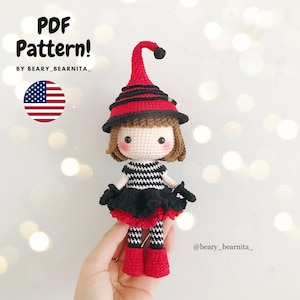 Little Halloween doll crochet pattern. Amigurumi doll crochet pattern. PDF file.