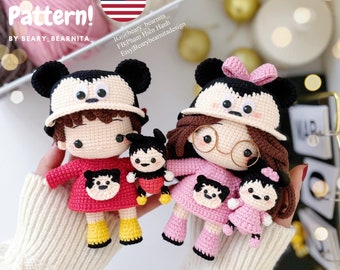 Cute Mouse couple doll crochet pattern. Amigurumi crochet pattern. Crochet doll. PDF file