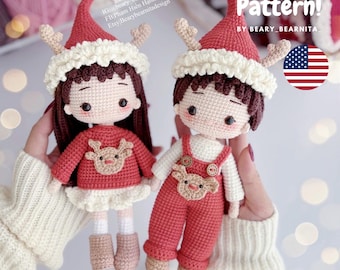 Christmas Couple Crochet Doll Pattern: Amigurumi PDF (Digital Download)