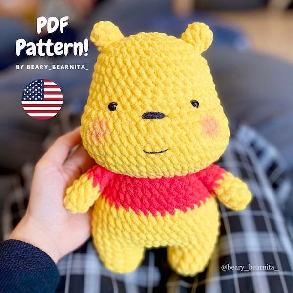 Chunky Pooh crochet pattern. P.O.O.H amigurumi crochet pattern. PDFfile..