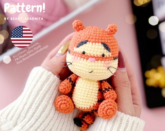 Orange cute Tigger crochet pattern. Amigurumi crochet pattern. Crochet doll. PDF file