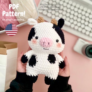 Chunky Cow crochet pattern. Amigurumi pattern. Plushie pattern. PDF file.