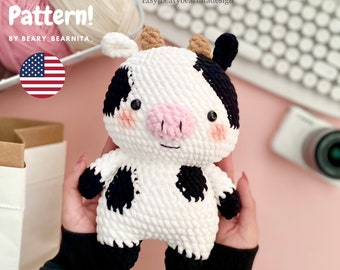 Chunky Cow crochet pattern. Amigurumi pattern. Plushie pattern. PDF file.