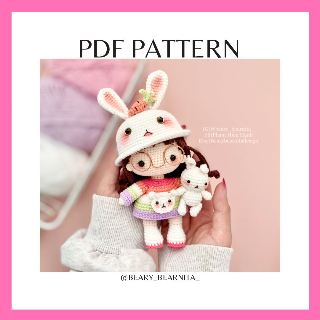 Bunny Doll Crochet Pattern. Amigurumi Crochet Pattern. Etsy