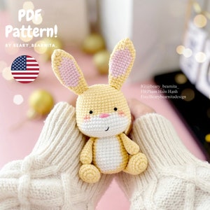 Yellow cute Rabbit crochet pattern. Amigurumi crochet pattern. Crochet doll. PDF file zdjęcie 1