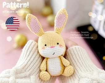 Yellow cute Rabbit crochet pattern. Amigurumi crochet pattern. Crochet doll. PDF file