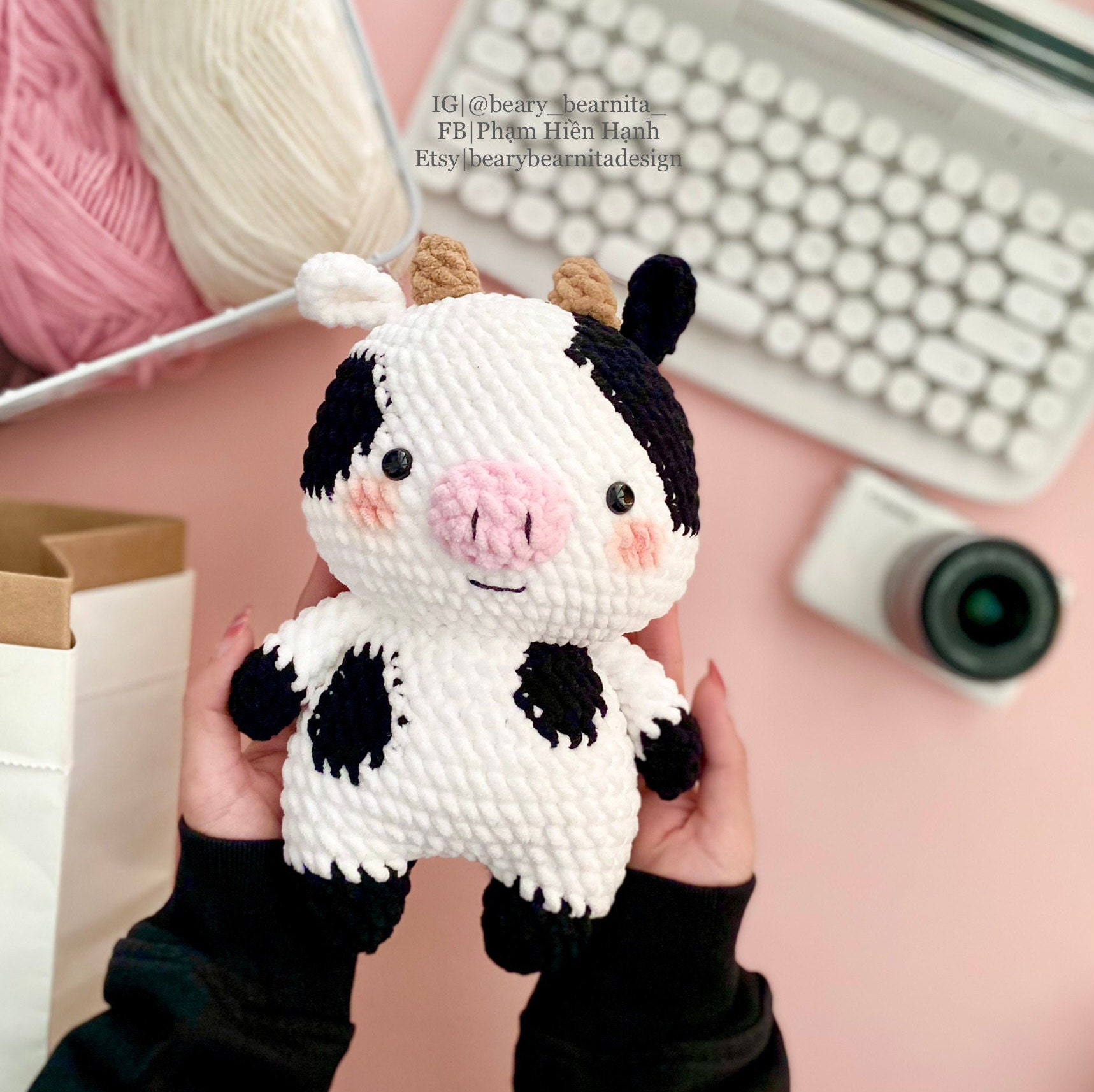 チャンキー牛のあみぐるみ編み図（PDFファイル） - Etsy 日本