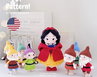 Snow White and Seven Dwarfs Crochet Pattern: Amigurumi Doll (PDF Pattern)