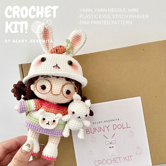 Bunny Doll Crochet Kit. Crochet Kit. Crochet Materials. Amigurumi Crochet  Pattern. Amigurumi Doll. Crochet Pattern. Doll Making. 