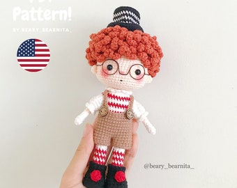 Little Halloween Clown crochet pattern. Amigurumi crochet pattern. Doll pattern. PDF file.