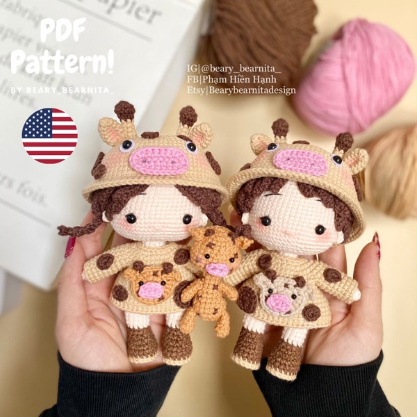 Wzór na szydełkową lalkę amigurumi – parę żyraf (PDF)