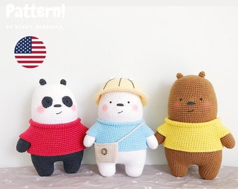 Cute bears. Teddy bear. Amigurumi crochet pattern. Teddy crochet pattern. PDF amigurumi pattern.