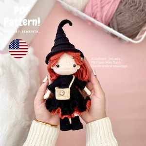 Halloween doll. Witch doll crochet pattern. Halloween doll crochet pattern. Doll pattern. Crochet pattern.