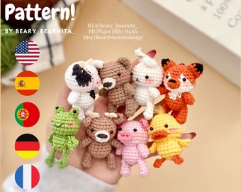 Tiny animal crochet pattern. Amigurumis crochet pattern. PDF file. Miniature crochet. Miniature.