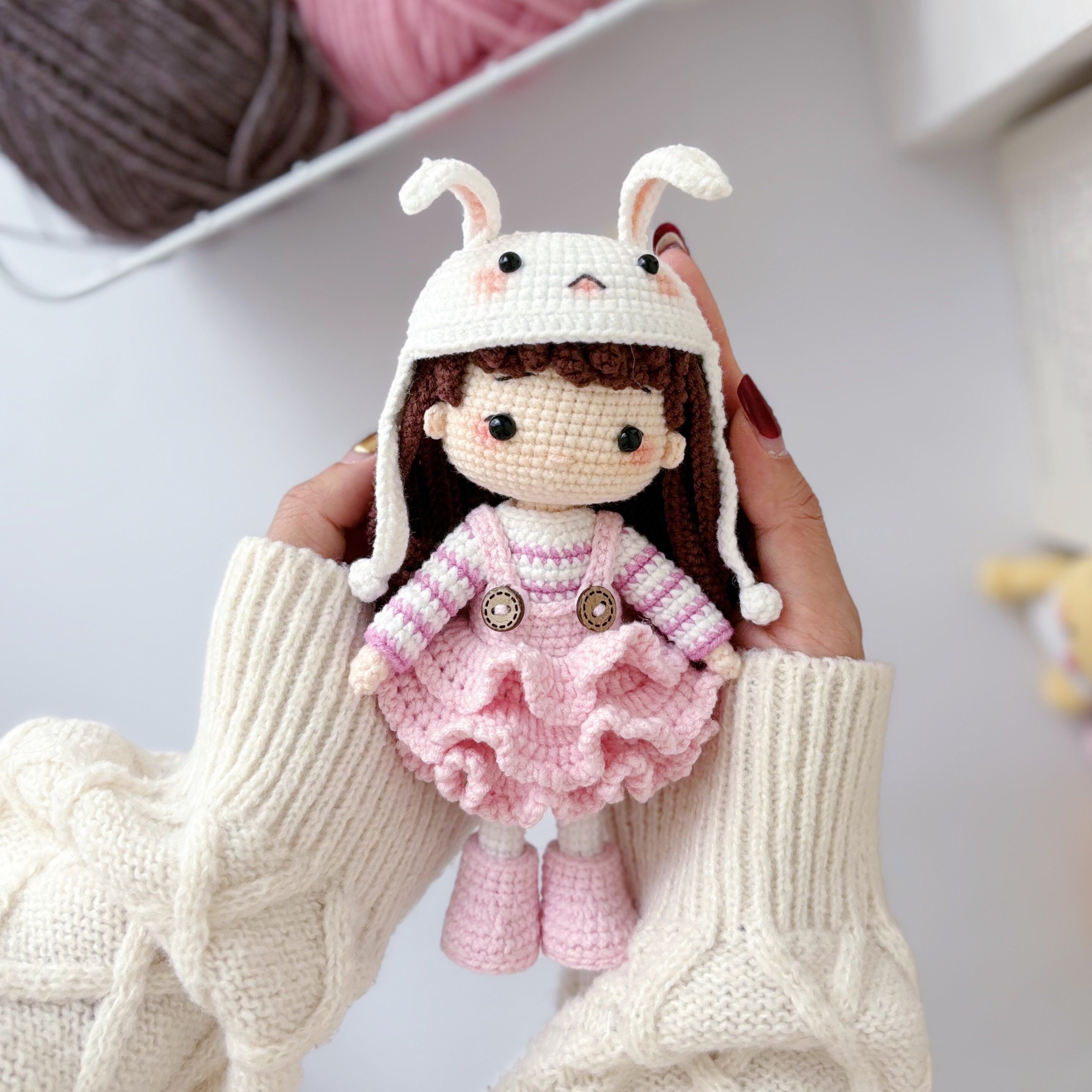 うさぎ耳少女のあみぐるみ人形の編み図（PDF） - Etsy 日本