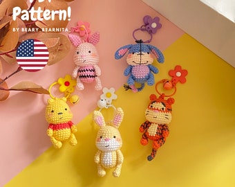 Crochet Keychain Pattern Bundle: Amigurumi Pooh Friends (PDF Pattern)