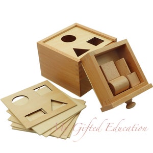 Montessori Object Permanence Imbucare Box - 7 Wooden Shape Sorting Puzzles - Preschool Learning  Montessori Toy Kids Gift - Toddler STEM Toy