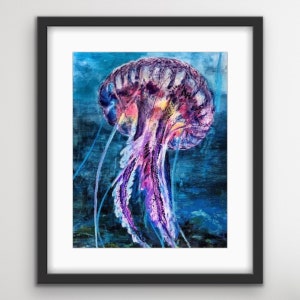 SOLD - Original &#39;&#39;Jellyfish in the Deep&quot; - Mixed Media on Paper (prints AVAILABLE)
