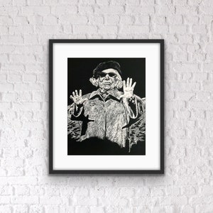 Fine Art Print of Original Scratchboard Illustration -  “Yes, Darling”