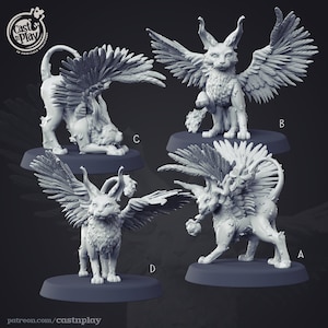 Magic Winged Cat - Pet - CastNPlay - 3D Printed Resin Miniature | Dungeons and dragons | Cthulhu | Pathfinder | War Gaming