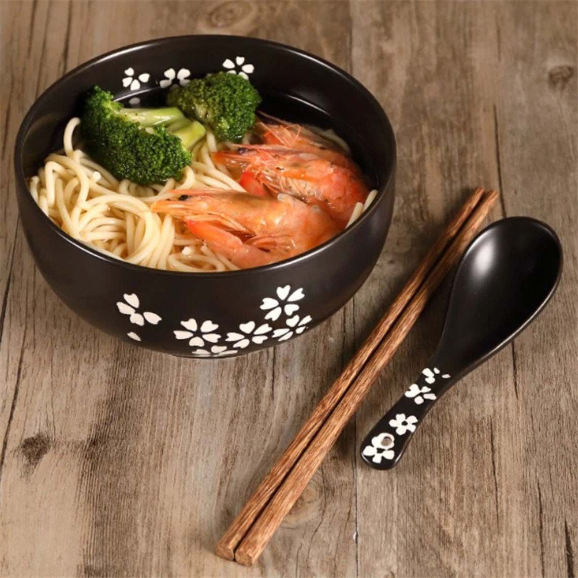 Japanese Style Noodle Bowl Ceramic Ramen Bowl Set with Lid Etsy