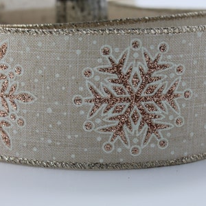 Kerst bedraad lint roségoud, metallic glitter sneeuwvlokken zilverbruin jute rustiek 2,5" brede kransen strikken lage/goedkope kosten