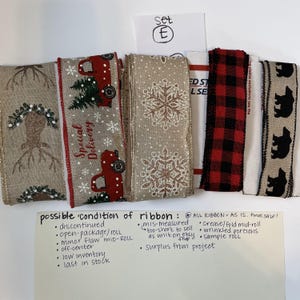 Opruiming en korting lintsets. Bedraad lint voor kransen, decoraties voor feestdagen, knutselprojecten. goedkoop en in de uitverkoop lint van hoge kwaliteit
