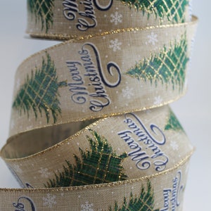 Rol van 50 meter. Kerst bedraad lint. Boerengroen kerstboomlint, rustiek, trendy schattig draadlint