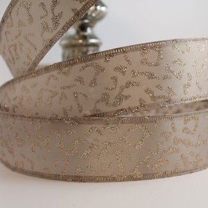 Kerst bedraad lint 50yds donkergouden, koperen cheetah luipaard dierenprint wintervakantiekransen 2,5" breed. strikken. lage/goedkope prijs.