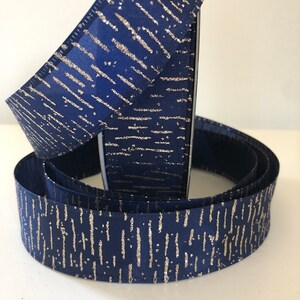 Kerstlint 15 ft/5yds glamour marineblauw goud zilver patina schittering, bedraad 1,5" breed. kransen, strikken, kerstmis, chanoeka. lage/goedkope kosten