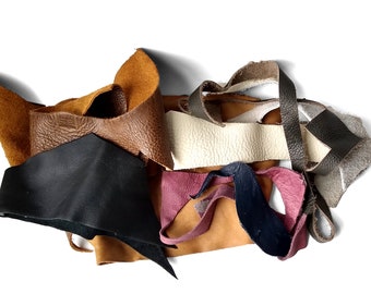 Assorted Leather Pieces - 100% Genuine - USA SOURCED - Mixed Animal - Full & Top Grains