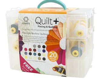 Coats Quilting Thread Box (V30) - 20 Assorted Mini King Spools - Embroidery, Quilting, Sewing