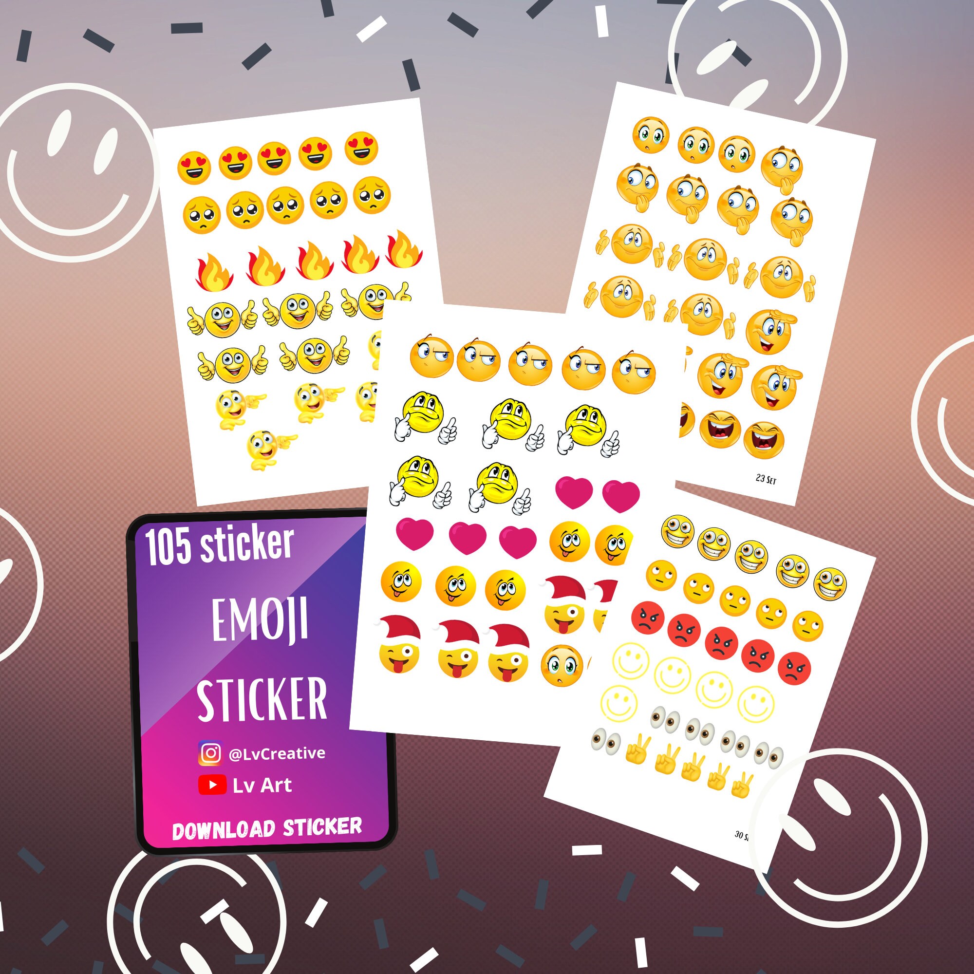Digital Emoji Sticker Printable Emoji Journal Goodnotes Etsy UK