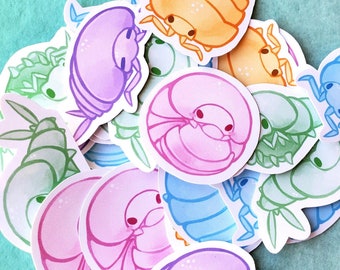 Pastel isopod vinyl stickers