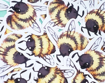 Fuzzy bumblebee vinyl stickers