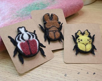 Needle felted Beetle pins!