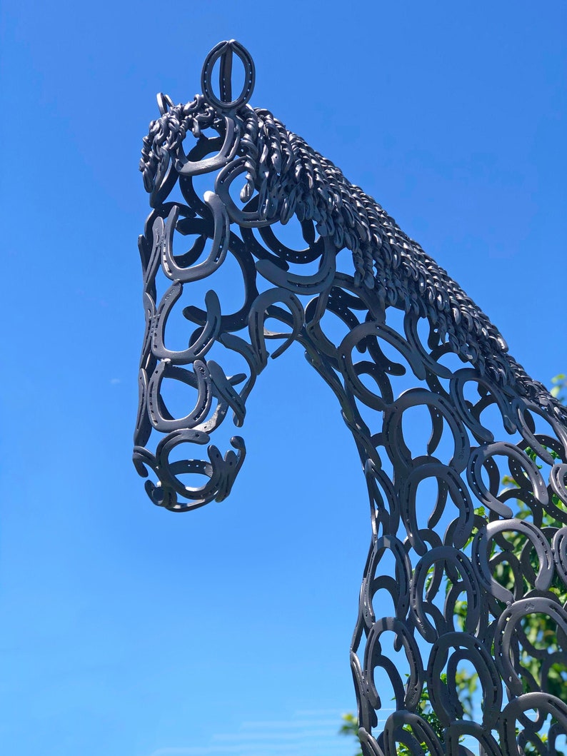 Life Sized Horse Sculpture Made From Used Horseshoes Etsy