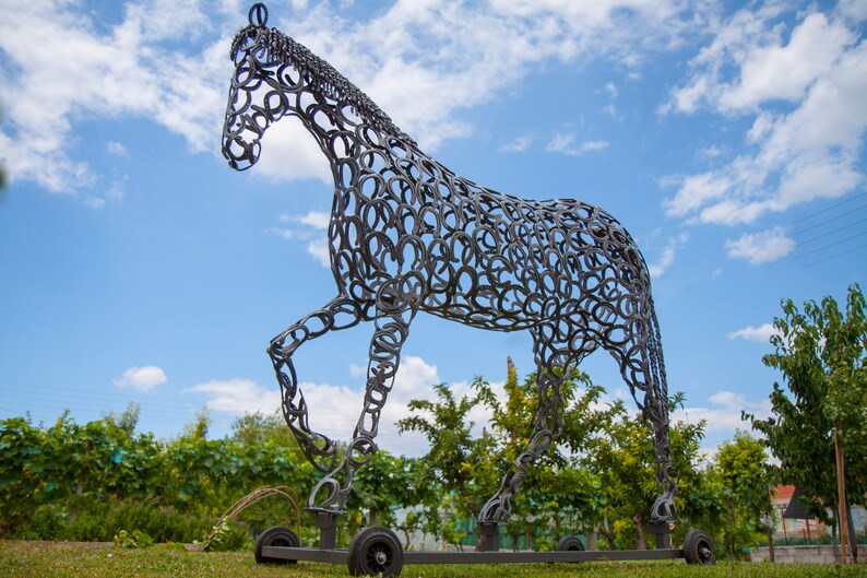 Life Sized Horse Sculpture Made From Used Horseshoes Etsy UK
