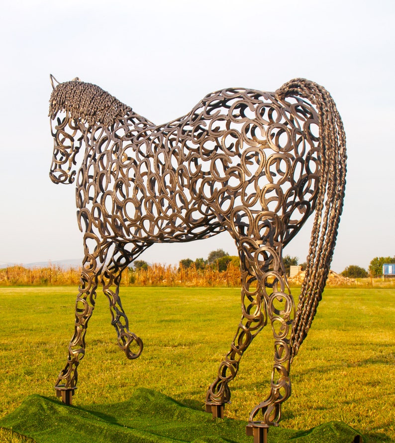 Life Sized Horse Sculpture Made From Used Horseshoes Etsy Australia