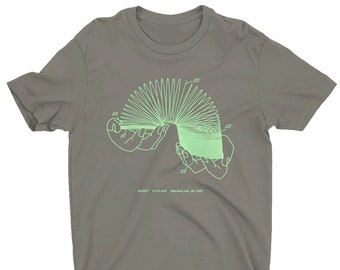 Slinky Patent  - T-Shirt - Charcoal with Sea Foam Green Ink