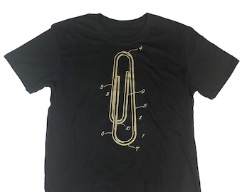Paper Clip Patent - Black with Gold ink - T-shirt
