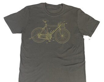 10-Speed Bicycle Patent - Charcoal with Yellow Ink - T-shirt