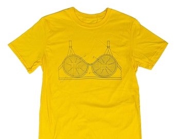 Brassiere Patent - Yellow with Navy Ink - T-shirt