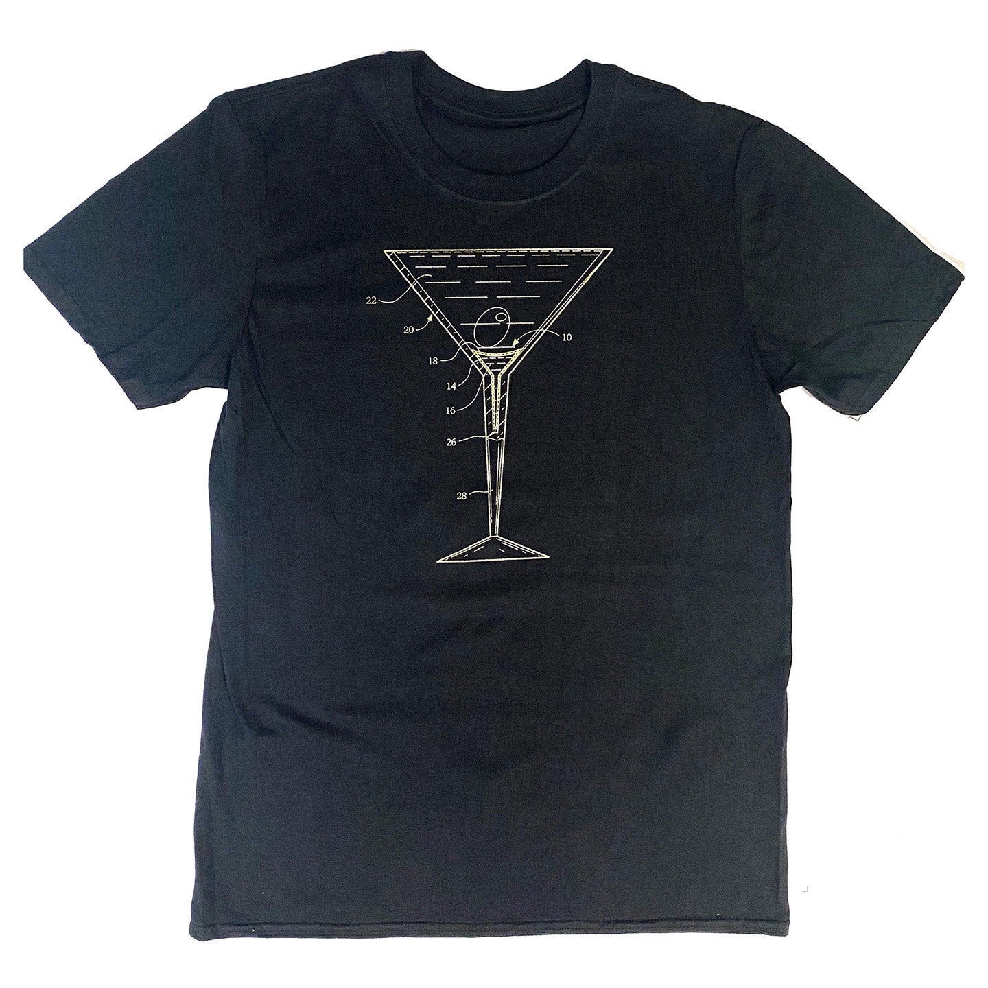 Martini Glass Patent Black With Metallic Gold Ink Tshirt Etsy UK