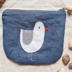 Stoff Kosmetiktasche Reißverschluss Meer Möwe Möwen Vogel Applikation handgemacht Deutschland Hamburg Schminke, Geldbeutel, Strand Tasche