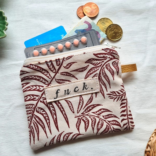 Fabric bag ' Fuck ' with zipper, makeup case, purse, mini bag for tampon, condoms gold feminist red white gold pill case funny diy Germany